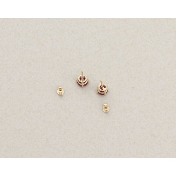 14k Yellow Gold Natural Ruby Earrings Stud Post Earrings 3/16" .80 total carat - Picture 8 of 9